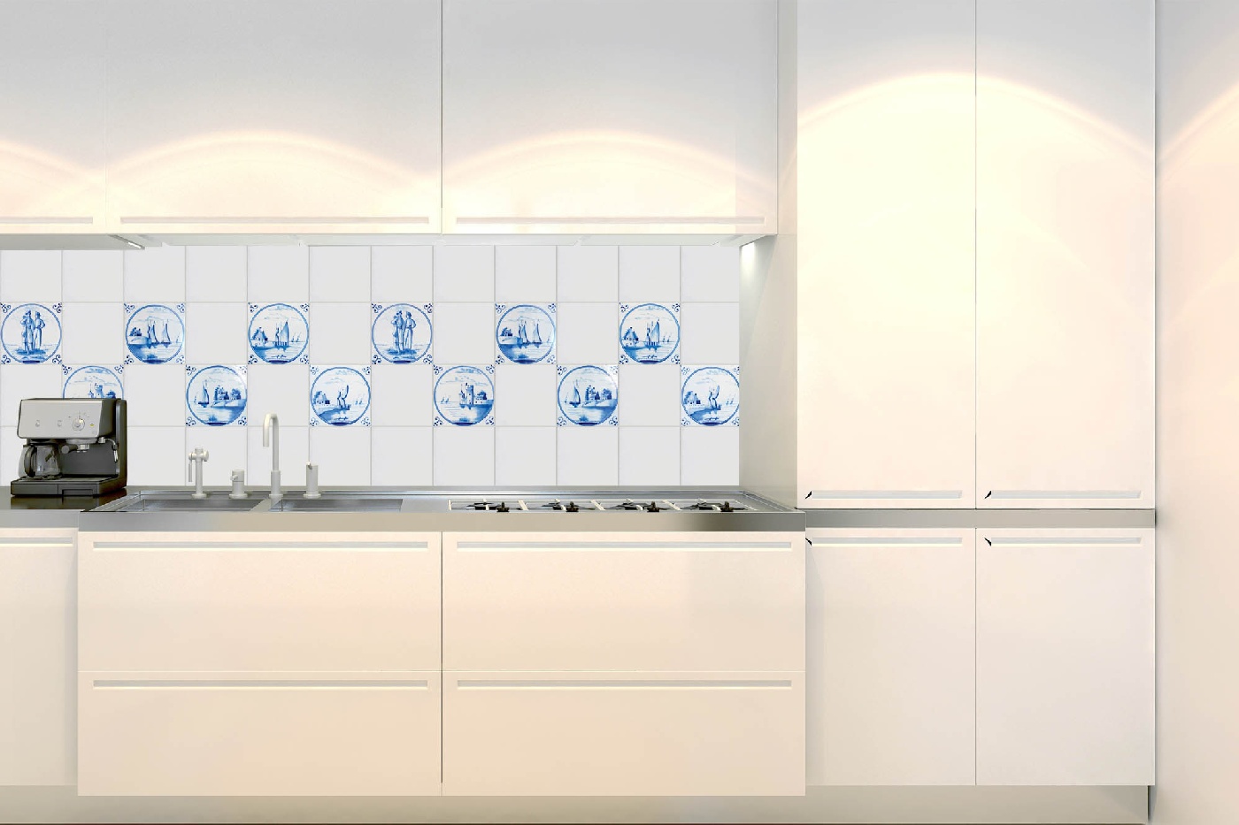 Küchenrückwand Folie - Blaue Fliesen 180 x 60 cm