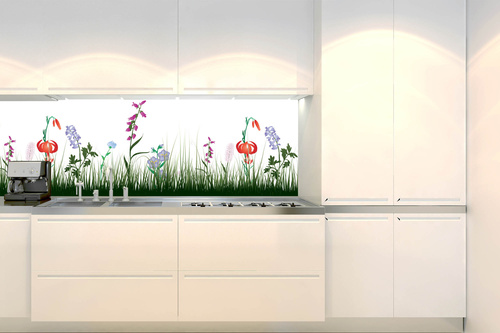 Küchenrückwand Folie - Grassilhouetten 180 x 60 cm