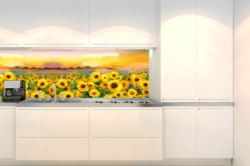Küchenrückwand Folie - Ölgemälde Sonnenblumen 180 x 60 cm