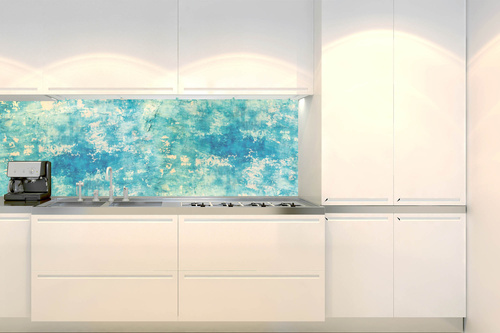 Küchenrückwand Folie - Blaue Betonwand 180 x 60 cm