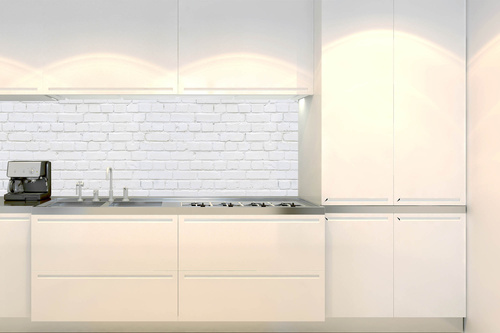 Küchenrückwand Folie - Weiße Wand Aus Ziegeln 180 x 60 cm