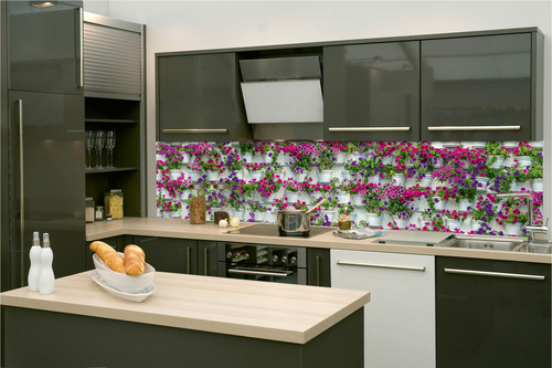 Küchenrückwand Folie - Blumen In Topfpflanzen 260 x 60 cm