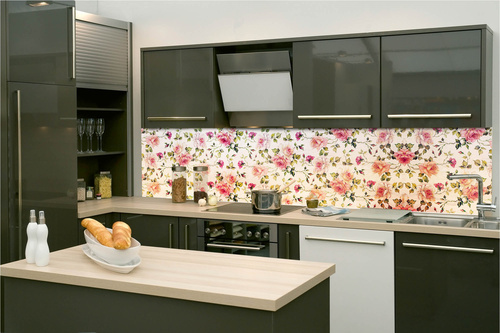 Küchenrückwand Folie - Kleine Rosen 260 x 60 cm