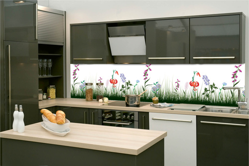 Küchenrückwand Folie - Grassilhouetten 260 x 60 cm