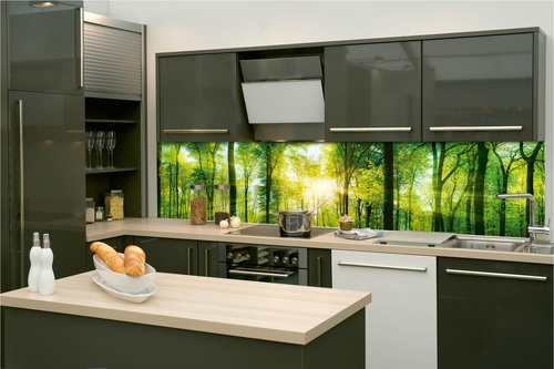 Küchenrückwand Folie - Frische Grüne Bäume 260 x 60 cm