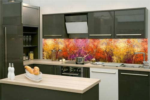 Küchenrückwand Folie - Bunte Herbstbäume 260 x 60 cm