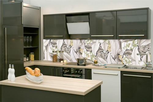 Küchenrückwand Folie - Stoff Mit Blumenmuster 260 x 60 cm