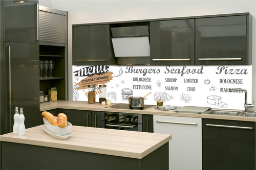 Küchenrückwand Folie - Speisekarte 260 x 60 cm