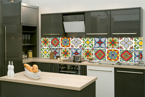 Küchenrückwand Folie - Mexikanische Keramikfliese 260 x 60 cm