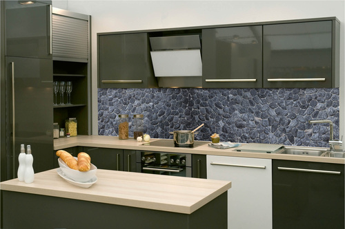 Küchenrückwand Folie - Schwarze Steinstruktur 260 x 60 cm