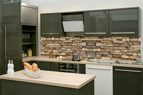 Küchenrückwand Folie - Strukturierte Steinmauer 260 x 60 cm