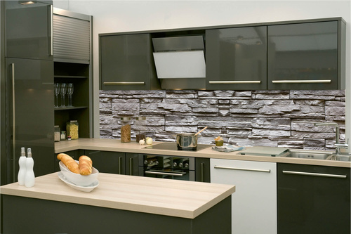 Küchenrückwand Folie - Textur Der Grauen Steinmauer 260 x 60 cm