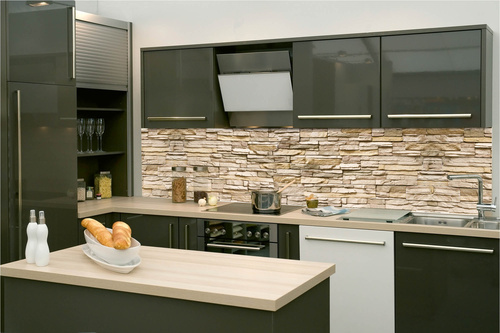 Küchenrückwand Folie - Gestapelte Steinmauer 260 x 60 cm