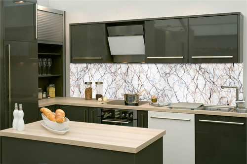 Küchenrückwand Folie - Weiße Marmorstruktur 260 x 60 cm