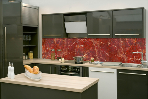 Küchenrückwand Folie - Rote Marmor-Onyx-Textur 260 x 60 cm