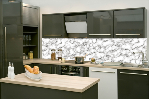 Küchenrückwand Folie - Streifenmuster Aus Weißem Marmor 260 x 60 cm
