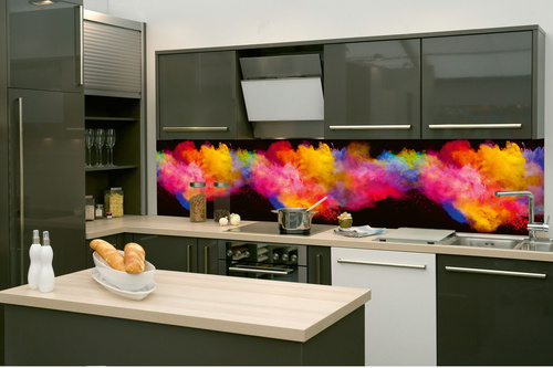 Küchenrückwand Folie - Explosion Von Farbigem Pulver 260 x 60 cm