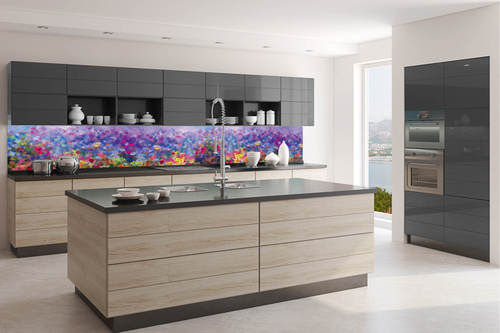 Küchenrückwand Folie - Farbenfrohes Ölgemälde 350 x 60 cm