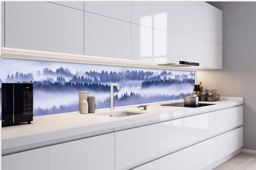 Küchenrückwand Folie - Nebel Und Bäume 420 x 60 cm