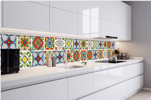 Küchenrückwand Folie - Mexikanische Keramikfliese 420 x 60 cm
