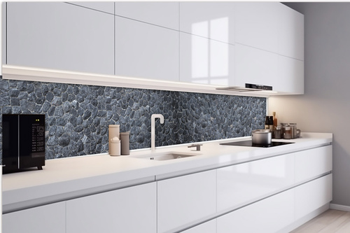 Küchenrückwand Folie - Schwarze Steinstruktur 420 x 60 cm