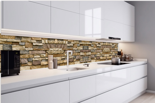 Küchenrückwand Folie - Strukturierte Steinmauer 420 x 60 cm