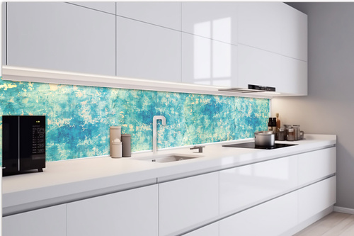Küchenrückwand Folie - Blaue Betonwand 420 x 60 cm
