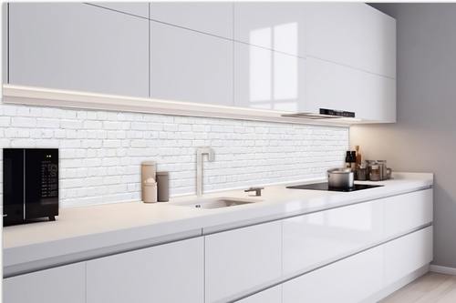 Küchenrückwand Folie - Weiße Wand Aus Ziegeln 420 x 60 cm