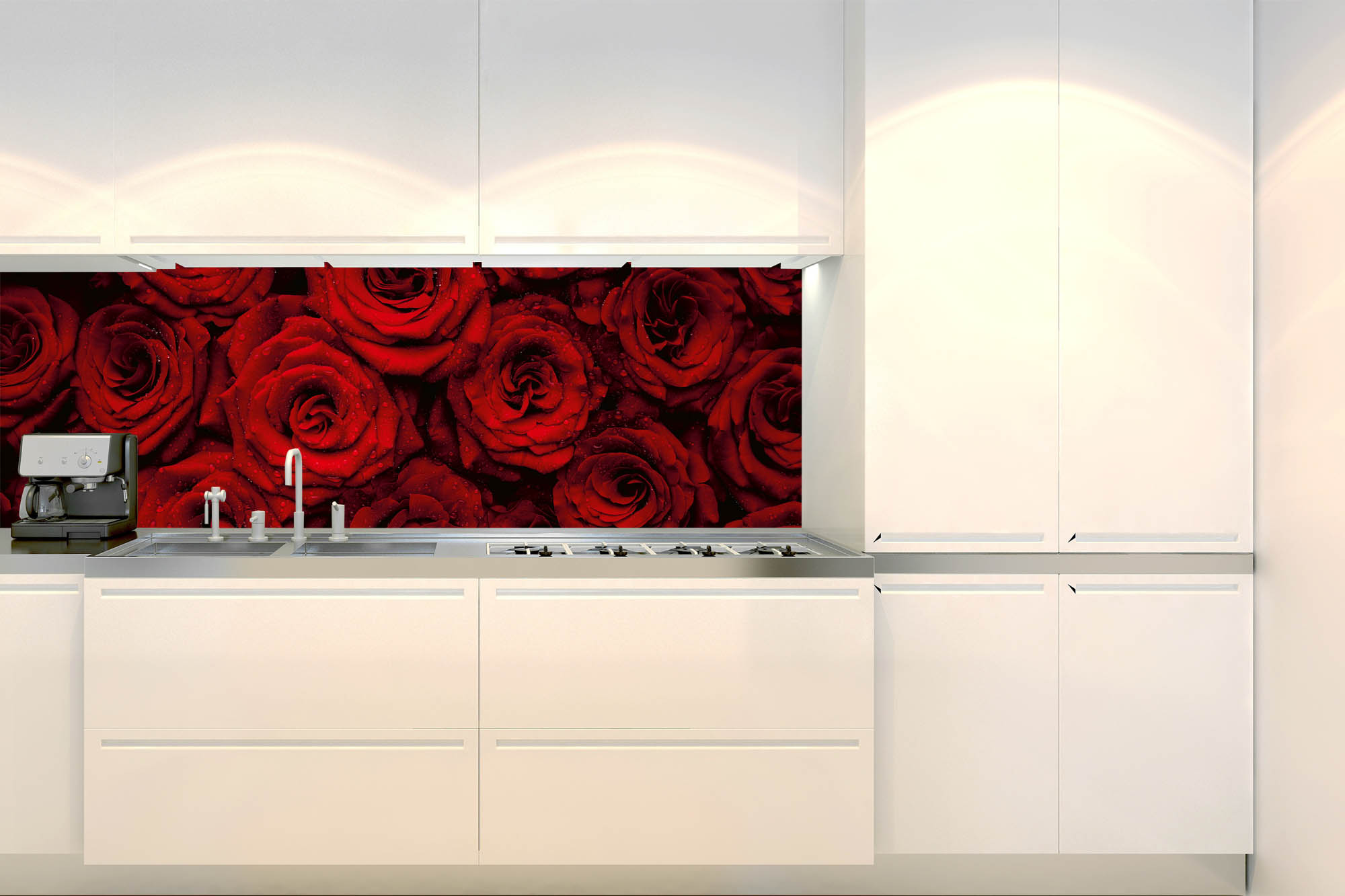 Küchenrückwand Folie - Schöne rote Rosen 180 x 60 cm