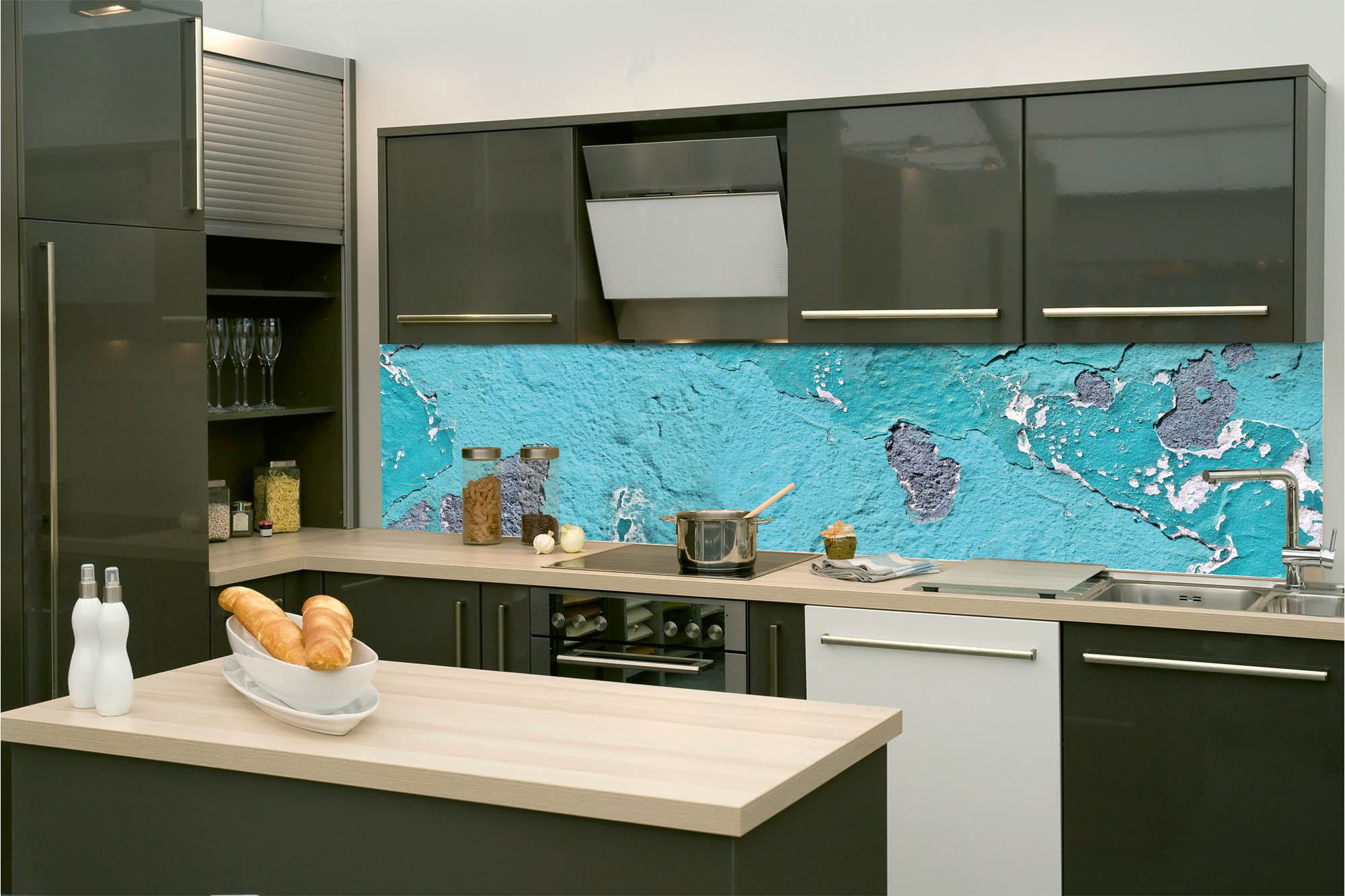 Küchenrückwand Folie - Wand mit abblätternde Farbe 260 x 60 cm