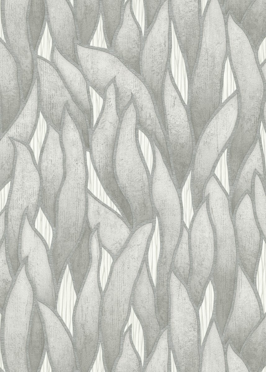Vliestapete WPE-901228 - Blumen und Blätter,Grafische Muster - Grau